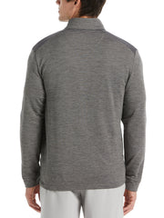 Textured Block Full Zip Golf Sweater (Quiet Shade Htr) 