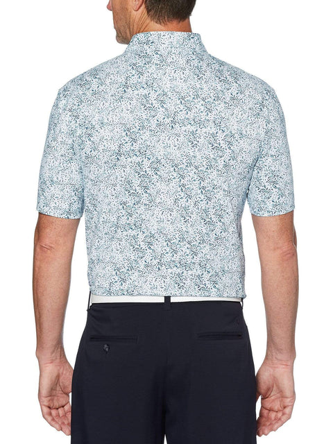 Mens Textured Print Polo Polos