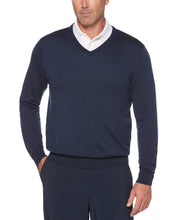 Mens V-Neck Merino Sweater Sweaters Peacoat Navy / M