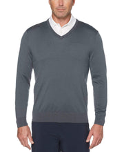 Mens V-Neck Merino Sweater Sweaters Quiet Shade Grey / L