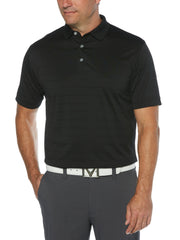 Mens Vent Short Sleeve Open Mesh Polo Shirt (Black) 