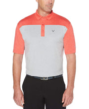 Mens Ventilated Heathered Color Block Polo with Chevron Polos Bittersweet Heather / XXL