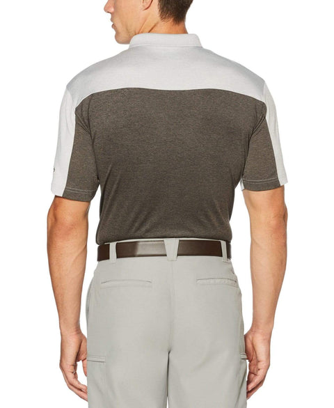 Mens Ventilated Heathered Color Block Polo with Chevron Polos