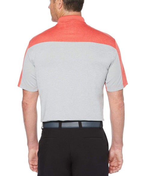 Mens Ventilated Heathered Color Block Polo with Chevron Polos