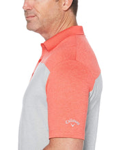 Mens Ventilated Heathered Color Block Polo with Chevron Polos