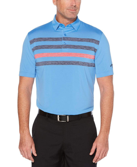 Mens Ventilated Space Dye Chest Stripe Polo Polos Marina / S