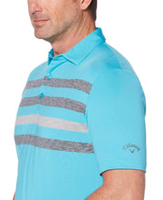 Mens Ventilated Space Dye Chest Stripe Polo Polos Scuba Blue / S