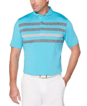 Mens Ventilated Space Dye Chest Stripe Polo Polos Scuba Blue / S