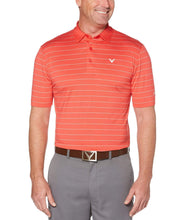 Mens Ventilated Stripe Polo with Chevron Polos Bittersweet / XL