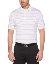 Mens Ventilated Stripe Polo with Chevron Polos Bright White / M