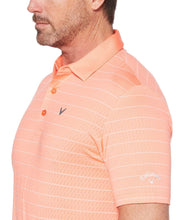 Mens Ventilated Stripe Polo with Chevron Polos Fresh Salmon / S