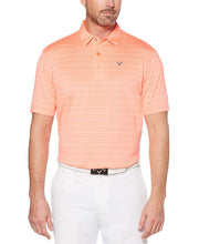 Mens Ventilated Stripe Polo with Chevron Polos Fresh Salmon / S