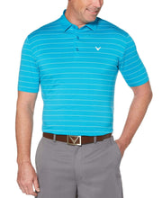 Mens Ventilated Stripe Polo with Chevron Polos Hawaiian Ocean / L