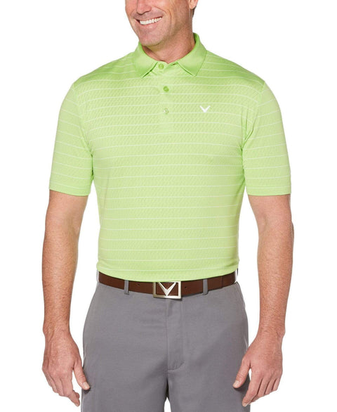 Mens Ventilated Stripe Polo with Chevron Polos Jade Lime / S