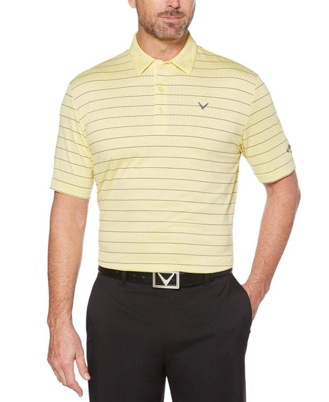 Mens Ventilated Stripe Polo with Chevron Polos Lemonade / M