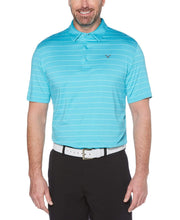 Mens Ventilated Stripe Polo with Chevron Polos Scuba Blue / S