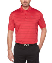 Mens Ventilated Stripe Polo with Chevron Polos Tango Red / XL