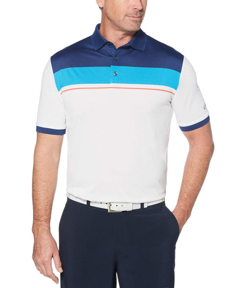 Mens Ventilated Textured Block Polo Polos Estate Blue / L