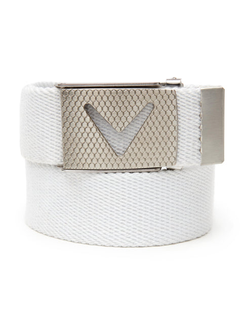 Mens Webbed Chev Belt-Belts-Bright White-OS-Callaway