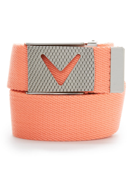 Mens Webbed Chev Belt-Belts-Fresh Salmon-OS-Callaway