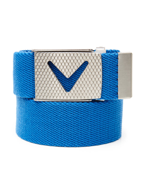 Mens Webbed Chev Belt-Belts-Magnetic Blue-OS-Callaway