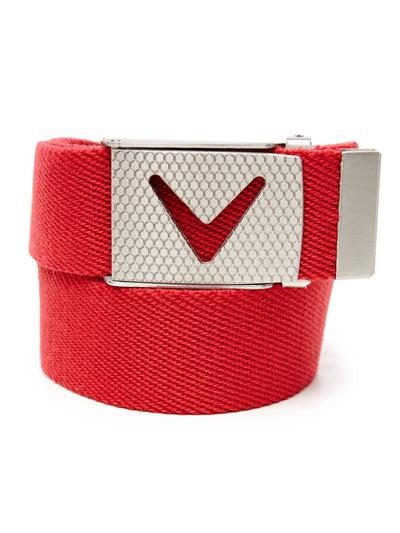 Mens Webbed Chev Belt-Belts-Tango Red-OS-Callaway