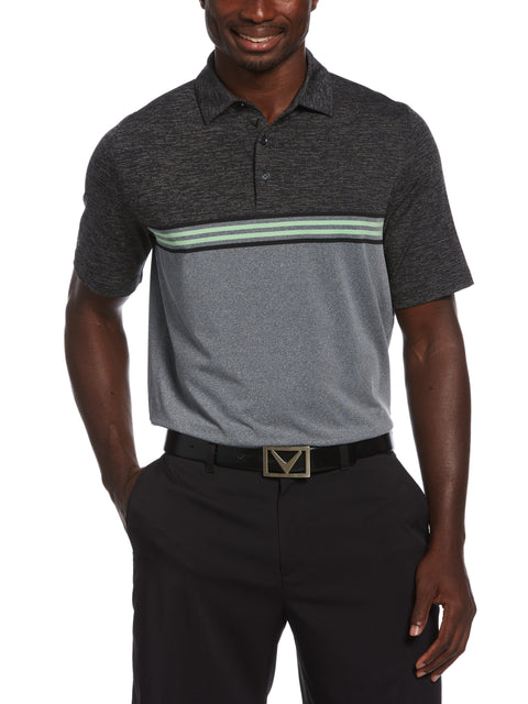 Yarn Dyed Ventilated Jaspe Engineered Stripe Golf Polo (Caviar Heather) 