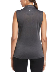 Quarter Zip Heather Sleeveless Golf Polo (Black Heather) 