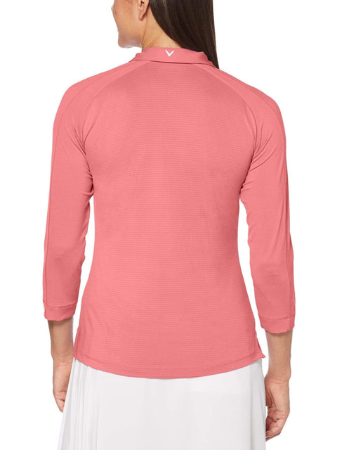 Womens 3/4 Sleeve Swing Tech Shadow Stripe Polo-Polos-Callaway