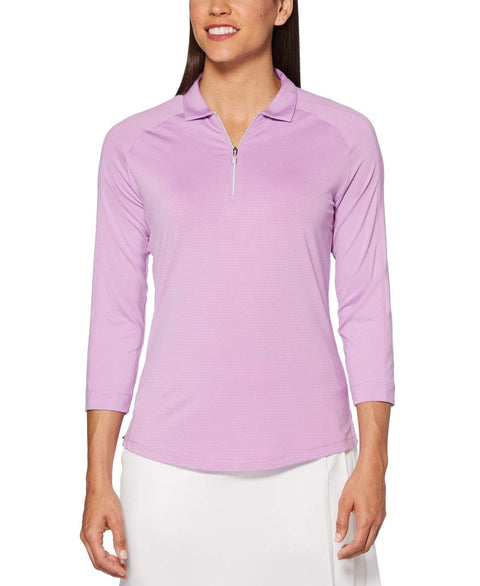 Womens 3/4 Sleeve Swing Tech Shadow Stripe Polo Polos Sheer Lilac / XL