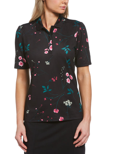 Womens Botanical Floral Print Golf Polo-Polos-Caviar-XXL-Callaway