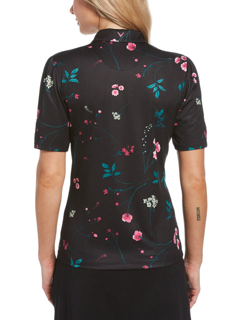 Womens Botanical Floral Print Golf Polo-Polos-Callaway