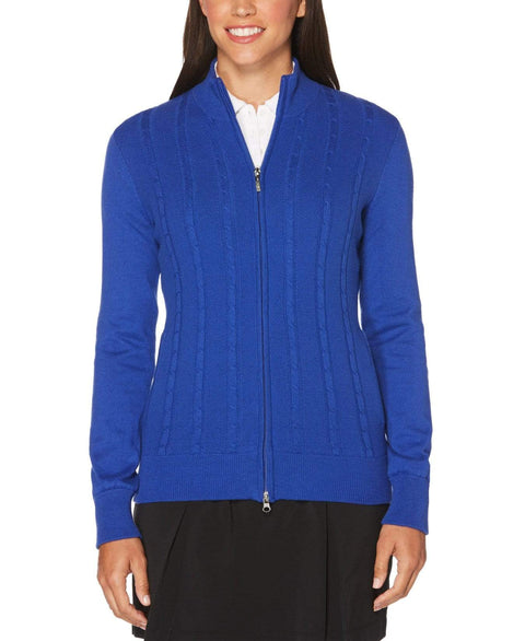 Womens Cashmere Striped Jacket Sweaters Dazzling Blue / XS