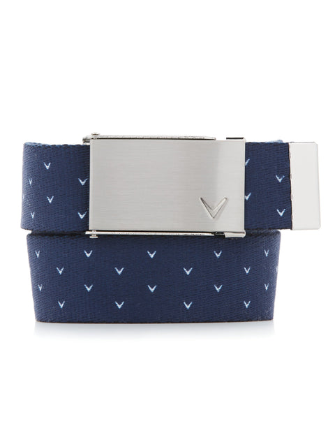 Womens Chev Print Web Belt-Belts-Navy-OS-Callaway