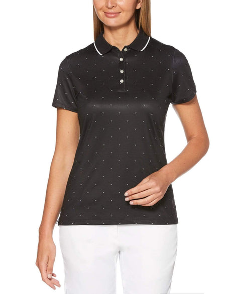 Womens Chevron Polka Dot Polo Polos Caviar / M