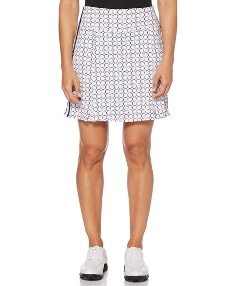 Womens Circular Print Stretch Skort Skorts Brilliant White / XL