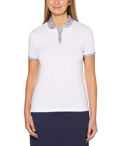 Womens Confetti Trim Polo Polos Brilliant White / M