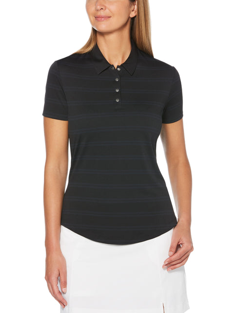 Womens Cooling Horizontal Texture Polo-Polos-Black-S-Callaway