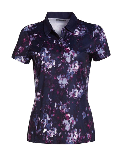 Womens Digital Floral Print Polo-Polos-Peacoat-S-Callaway Apparel