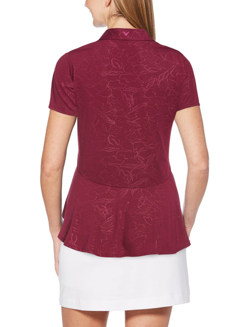 Womens Floral Embossed Polo-Polos-Callaway