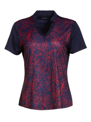 Womens Floral Print Front Polo-Polos-Peacoat-XXL-Callaway Apparel