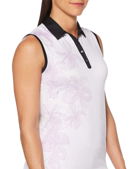 Womens Floral Print Polo Polos