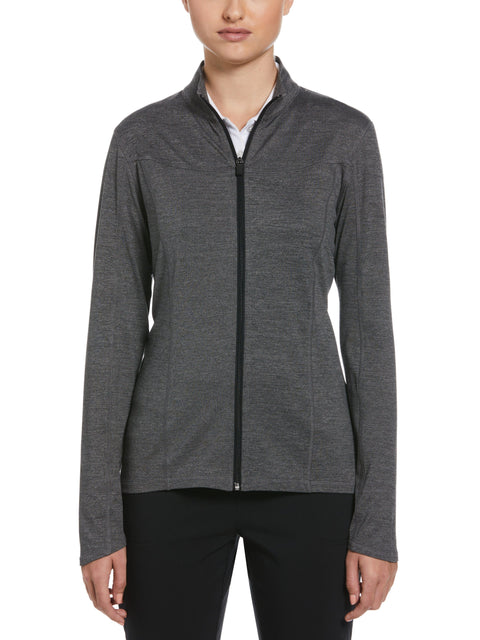 Womens Heather Zip Jacket (Black Heather) 