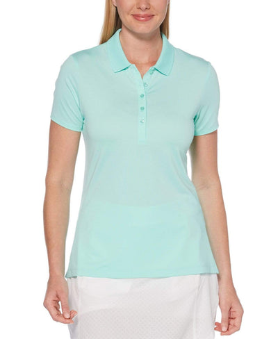 Womens Micro Hex Solid Polo Polos Beach Glass / XL