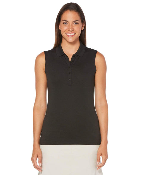 Womens Micro Hex Solid Polo Polos Caviar / S