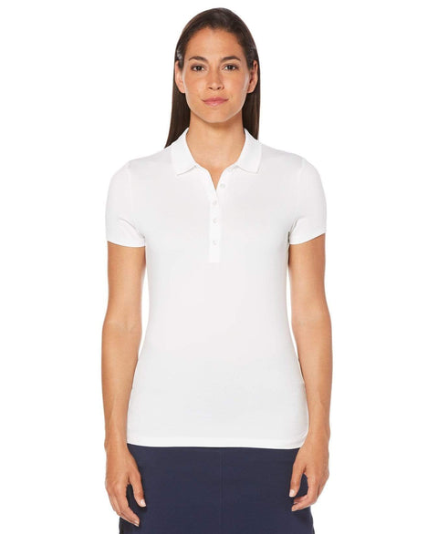 Womens Micro Hex Solid Polo Polos Bright White / L