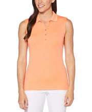 Womens Micro Hex Solid Polo Polos Fusion Coral / XL