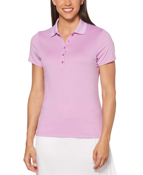 Womens Micro Hex Solid Polo Polos Sheer Lilac / L