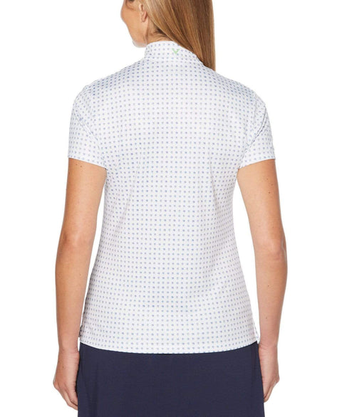 Womens Mini Geo Print Mock Polo Polos