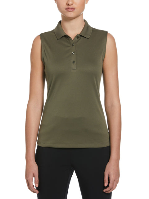 Womens Sleeveless Knit Polo (Industrial Green) 
